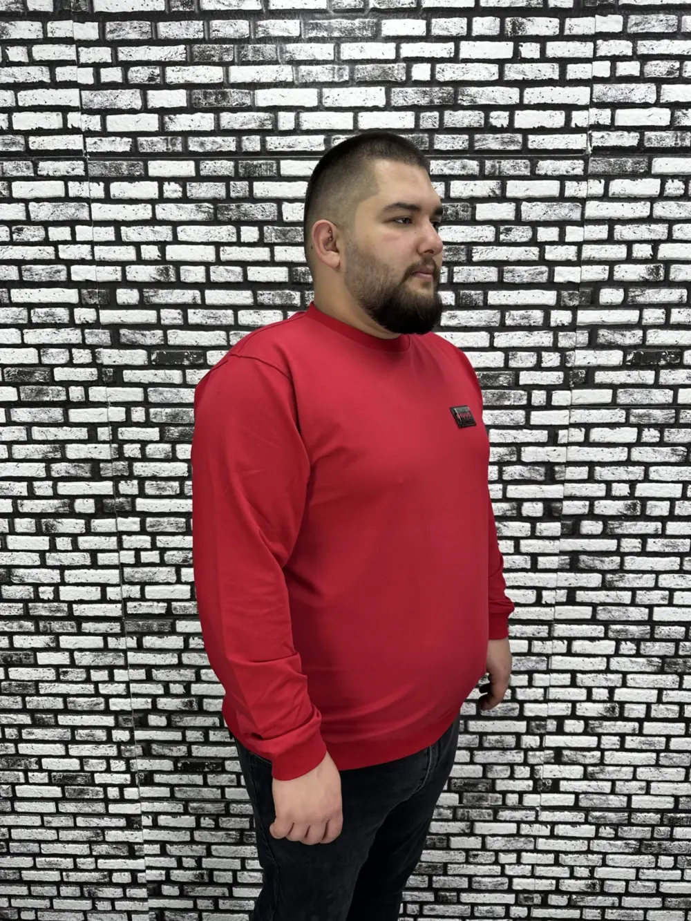Büyük Beden Erkek Yeni Sezon Sweat Beyaz Kırmızı Siyah Lacivert Renk Dikiş Amblem