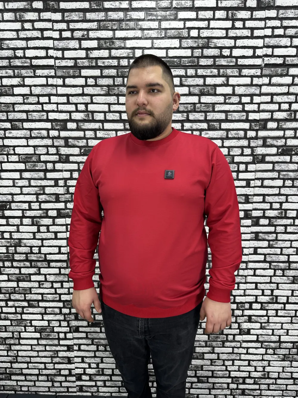 Büyük Beden Erkek Yeni Sezon Sweat Beyaz Kırmızı Siyah Lacivert Renk Dikiş Amblem