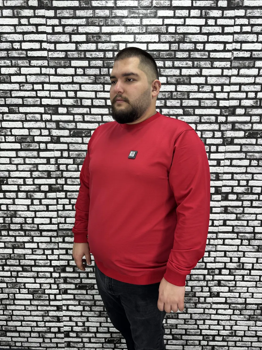 Büyük Beden Erkek Yeni Sezon Sweat Beyaz Kırmızı Siyah Lacivert Renk Dikiş Amblem