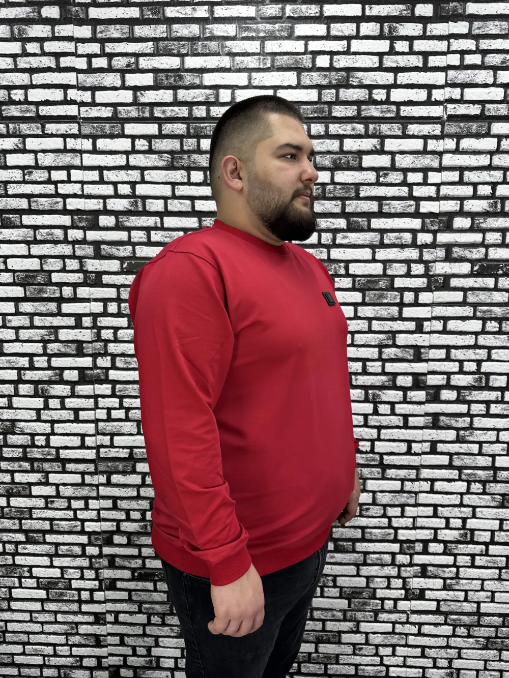 Büyük Beden Erkek Yeni Sezon Sweat Beyaz Kırmızı Siyah Lacivert Renk Dikiş Amblem