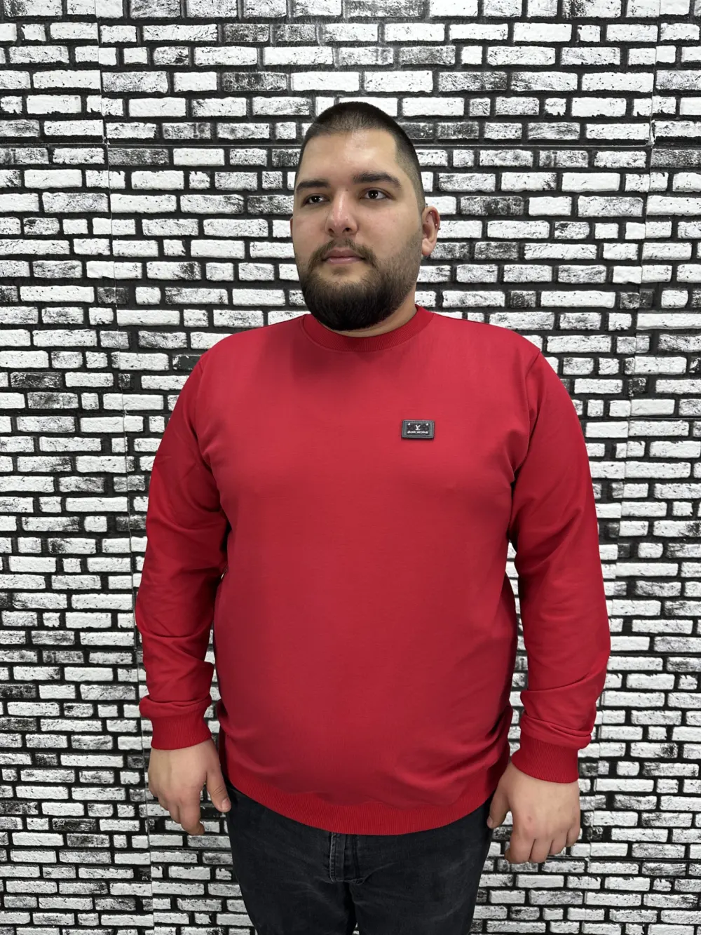 Büyük Beden Erkek Yeni Sezon Sweat Beyaz Kırmızı Siyah Lacivert Renk Dikiş Amblem
