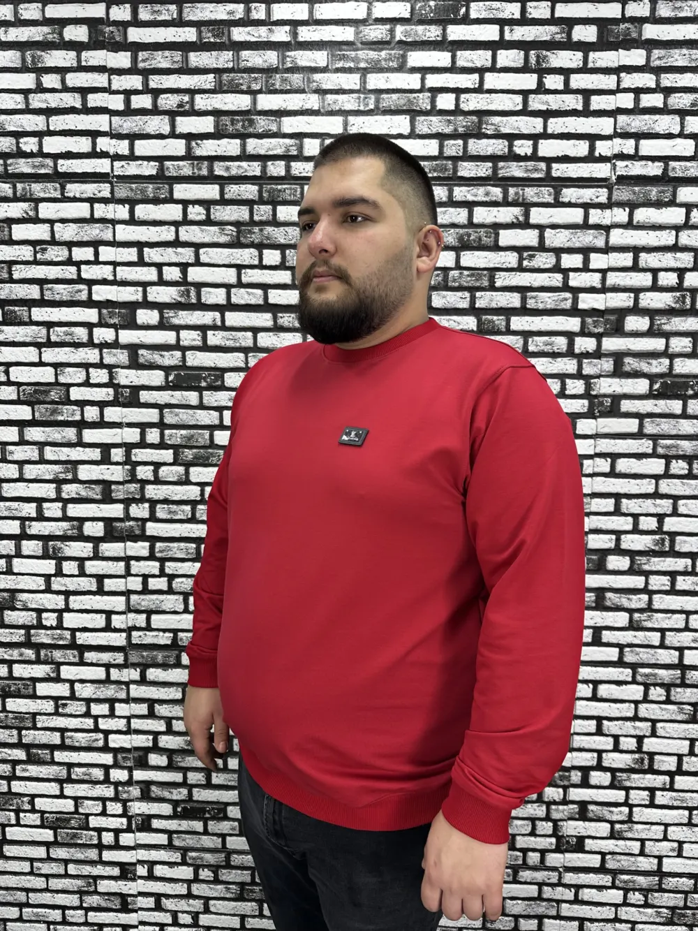 Büyük Beden Erkek Yeni Sezon Sweat Beyaz Kırmızı Siyah Lacivert Renk Dikiş Amblem