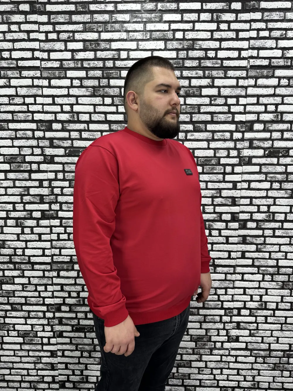Büyük Beden Erkek Yeni Sezon Sweat Beyaz Kırmızı Siyah Lacivert Renk Dikiş Amblem
