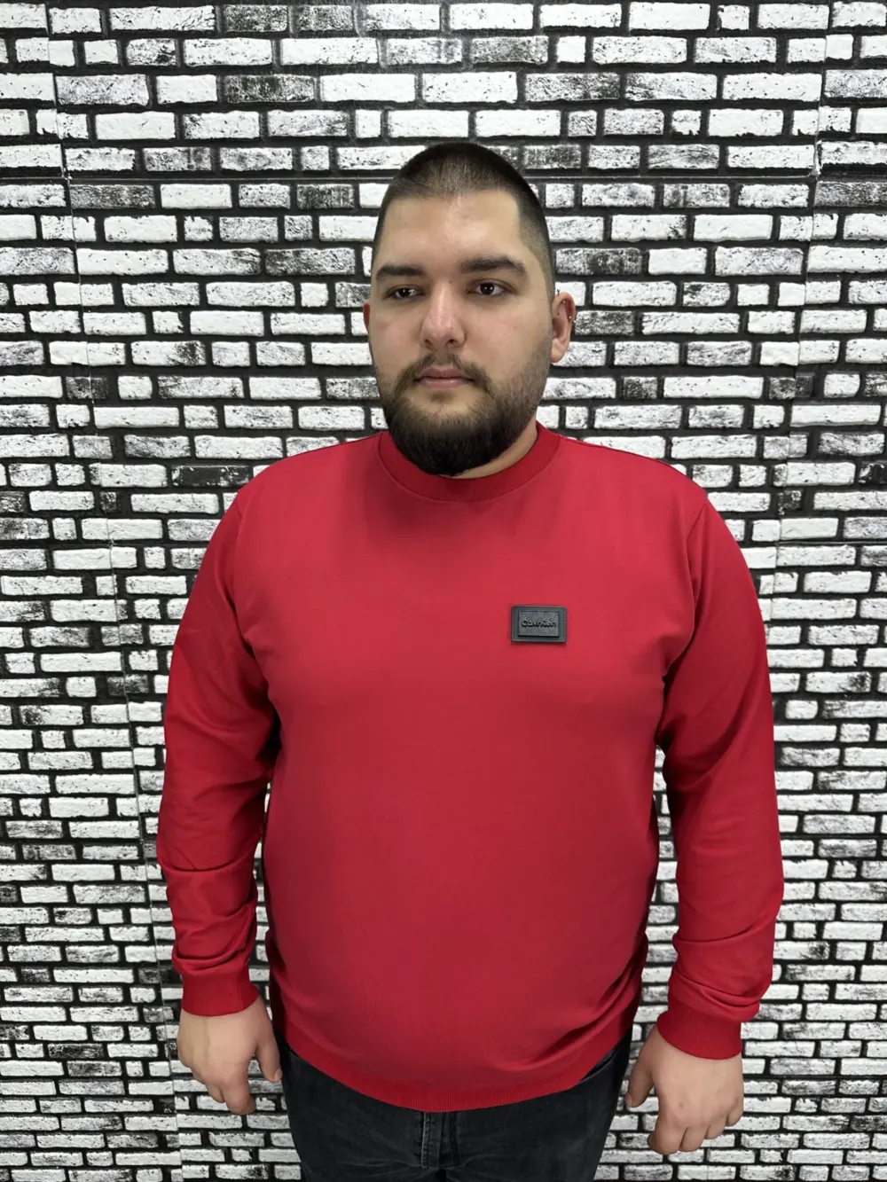 Büyük Beden Erkek Yeni Sezon Sweat Beyaz Kırmızı Siyah Lacivert Renk Dikiş Amblem