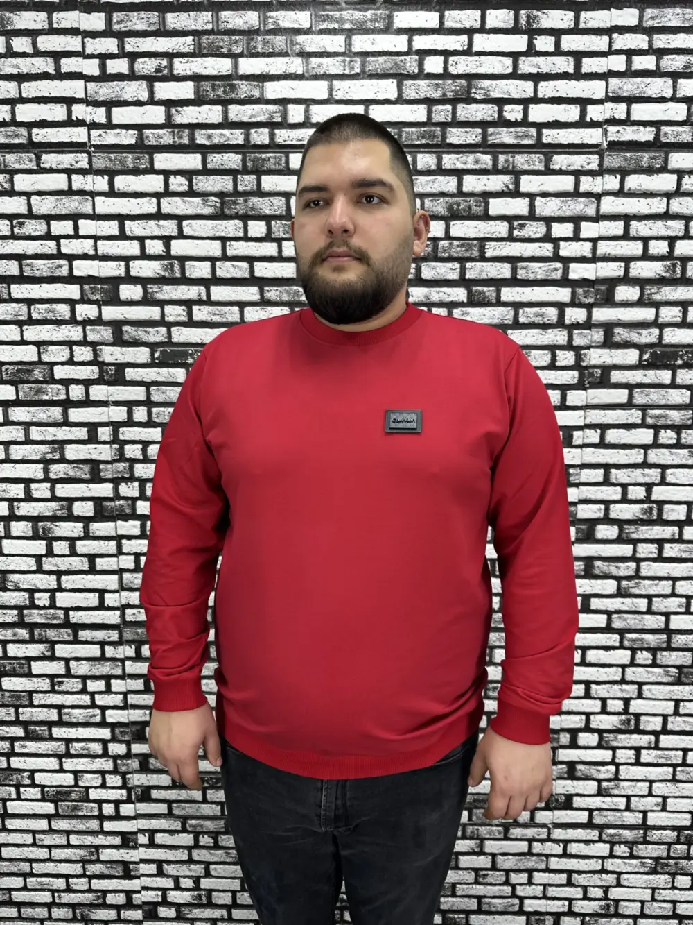 Büyük Beden Erkek Yeni Sezon Sweat Beyaz Kırmızı Siyah Lacivert Renk Dikiş Amblem
