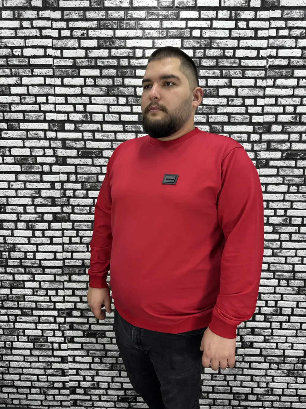 Büyük Beden Erkek Yeni Sezon Sweat Beyaz Kırmızı Siyah Lacivert Renk Dikiş Amblem