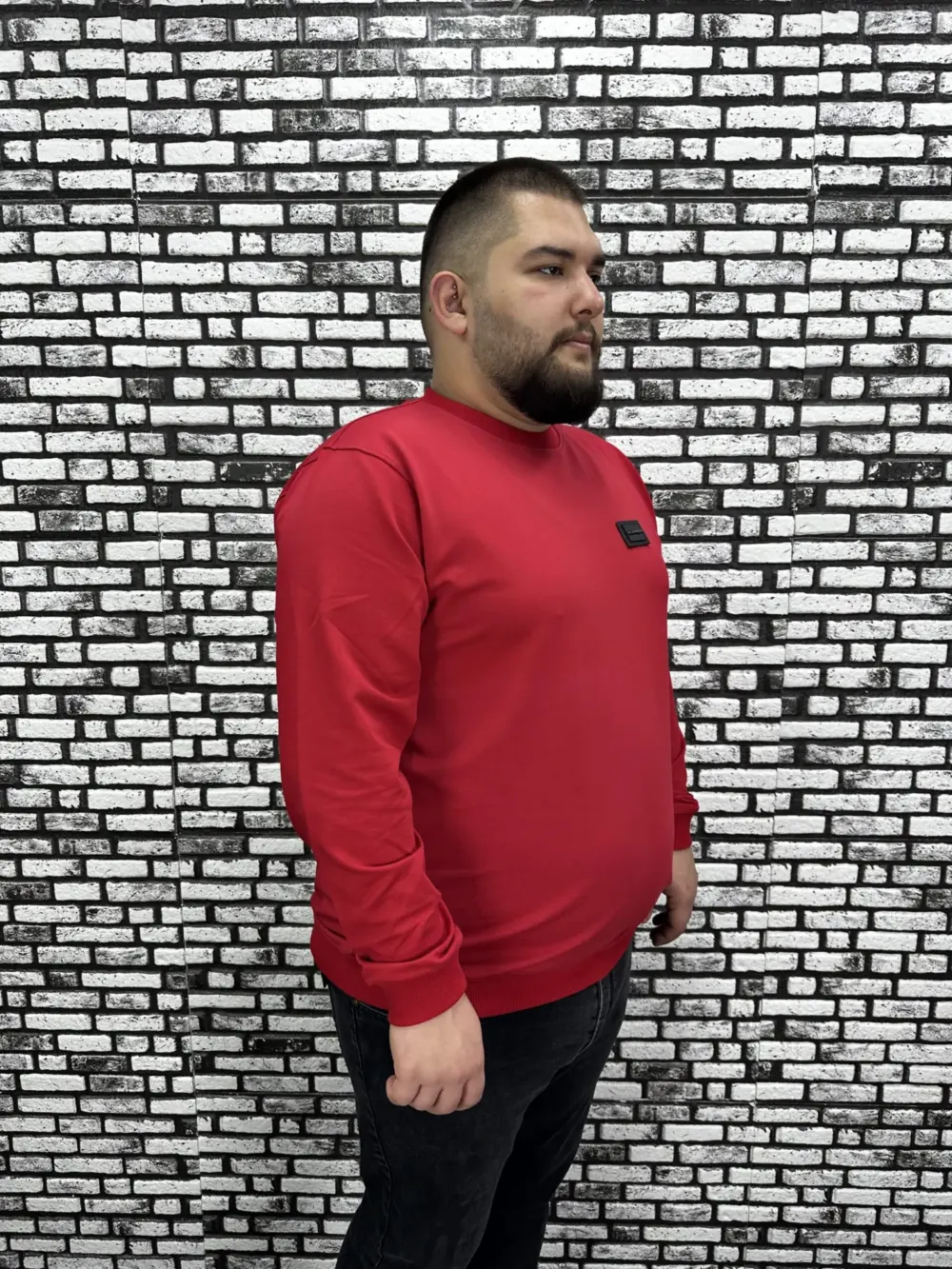Büyük Beden Erkek Yeni Sezon Sweat Beyaz Kırmızı Siyah Lacivert Renk Dikiş Amblem