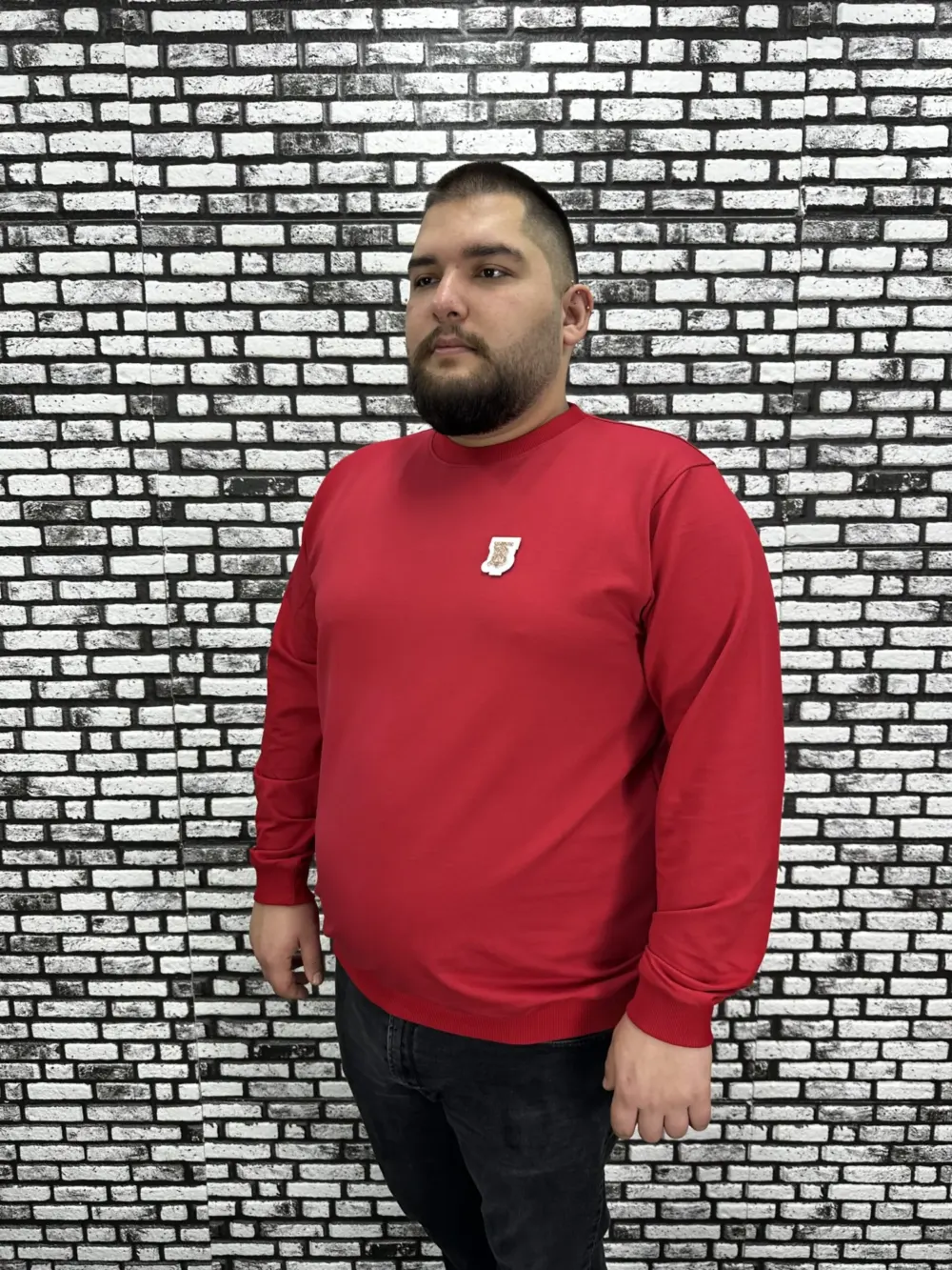 Büyük Beden Erkek Yeni Sezon Sweat Beyaz Kırmızı Siyah Lacivert Renk Dikiş Amblem