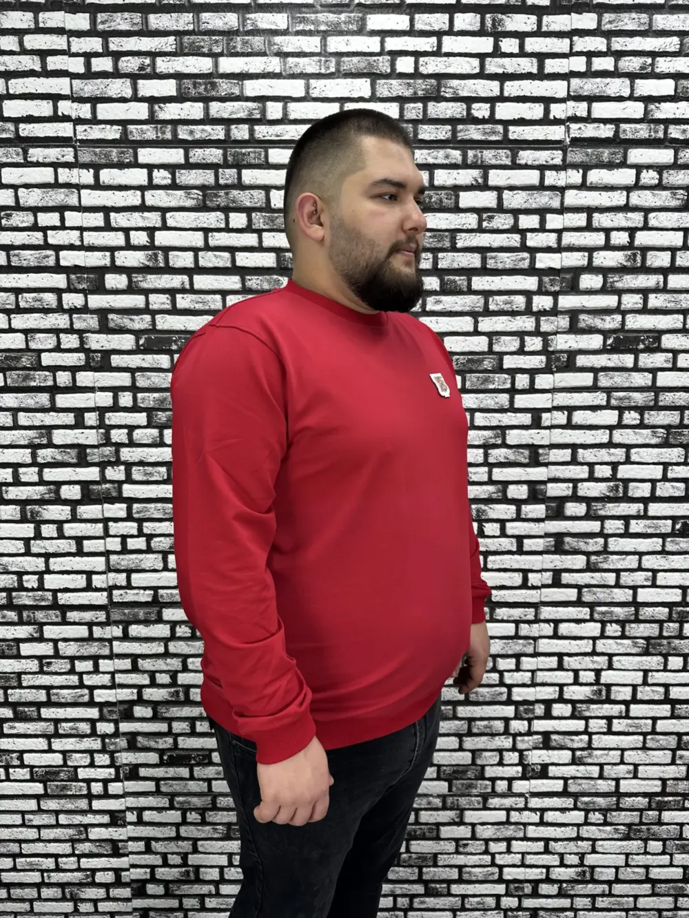 Büyük Beden Erkek Yeni Sezon Sweat Beyaz Kırmızı Siyah Lacivert Renk Dikiş Amblem