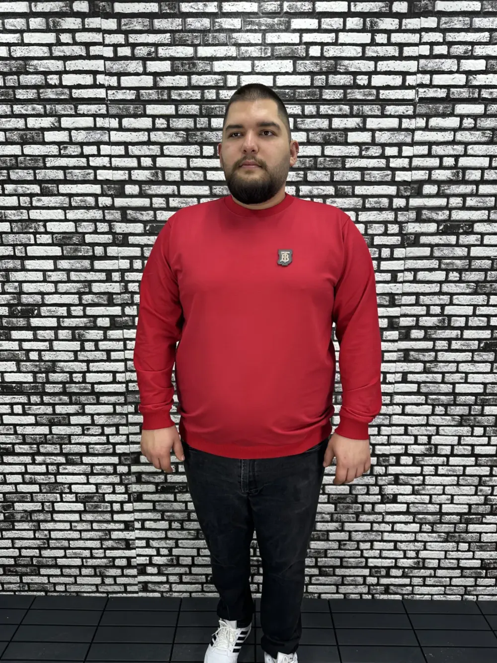 Büyük Beden Erkek Yeni Sezon Sweat Beyaz Kırmızı Siyah Lacivert Renk Dikiş Amblem