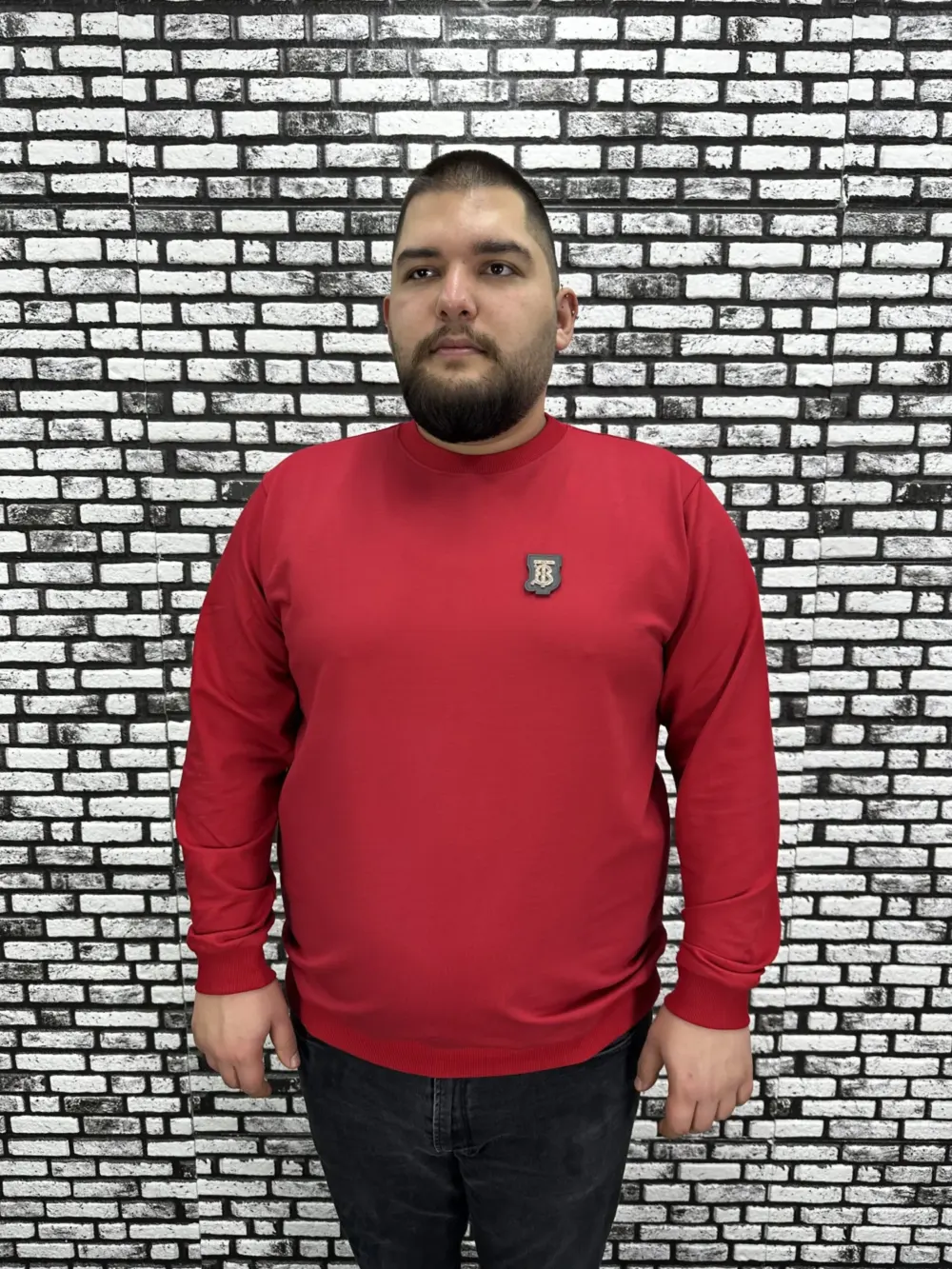 Büyük Beden Erkek Yeni Sezon Sweat Beyaz Kırmızı Siyah Lacivert Renk Dikiş Amblem
