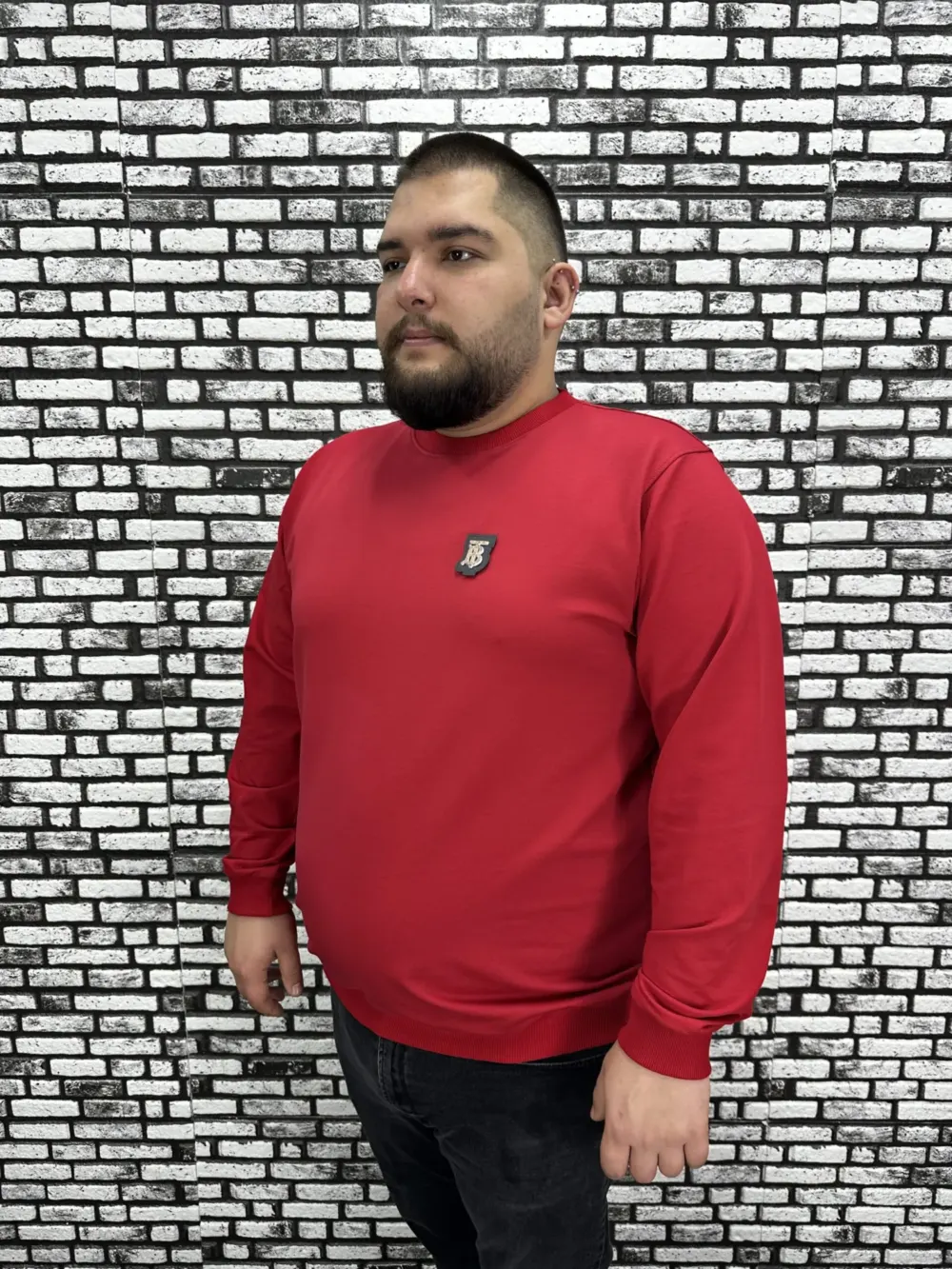Büyük Beden Erkek Yeni Sezon Sweat Beyaz Kırmızı Siyah Lacivert Renk Dikiş Amblem