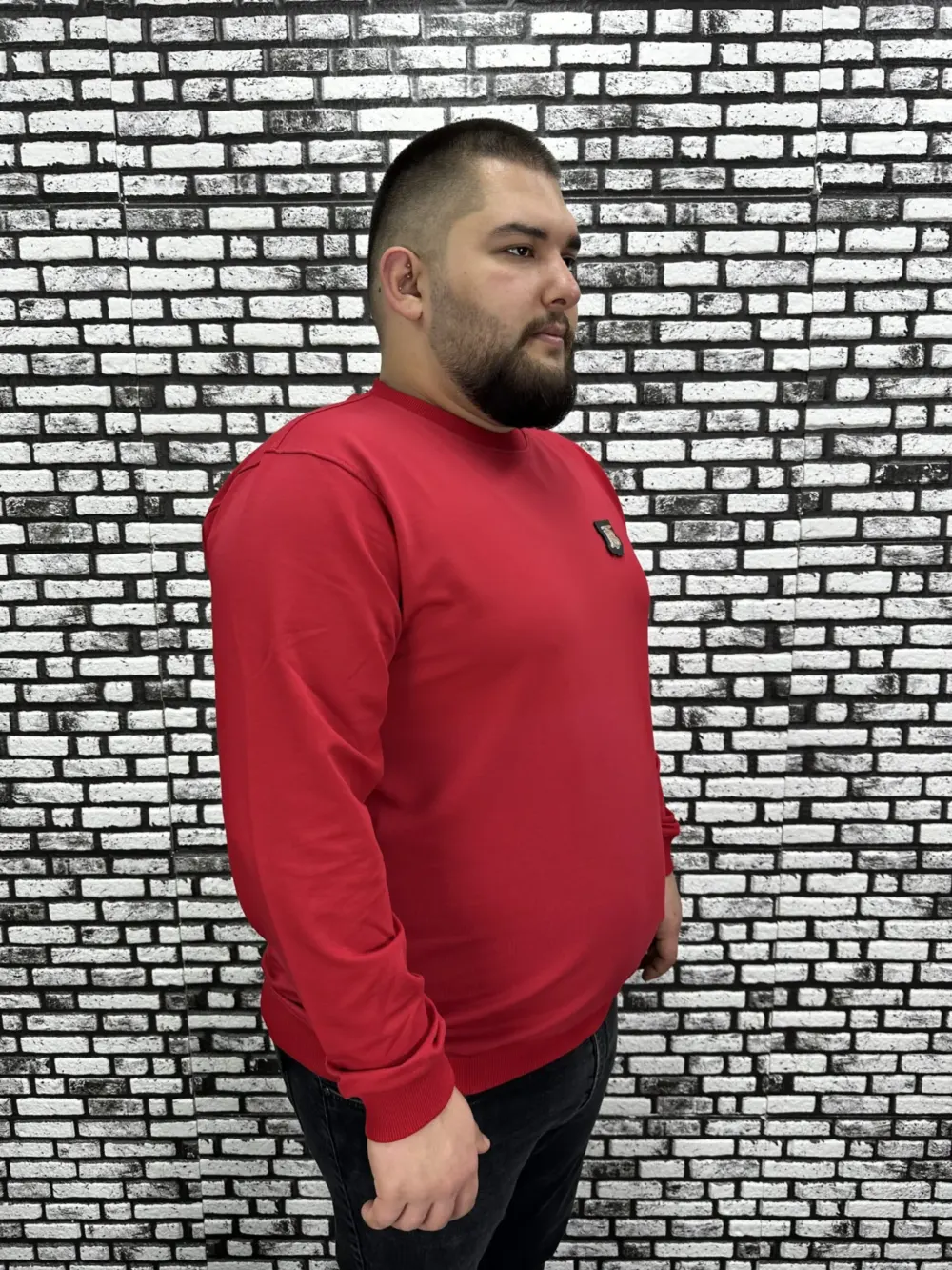 Büyük Beden Erkek Yeni Sezon Sweat Beyaz Kırmızı Siyah Lacivert Renk Dikiş Amblem