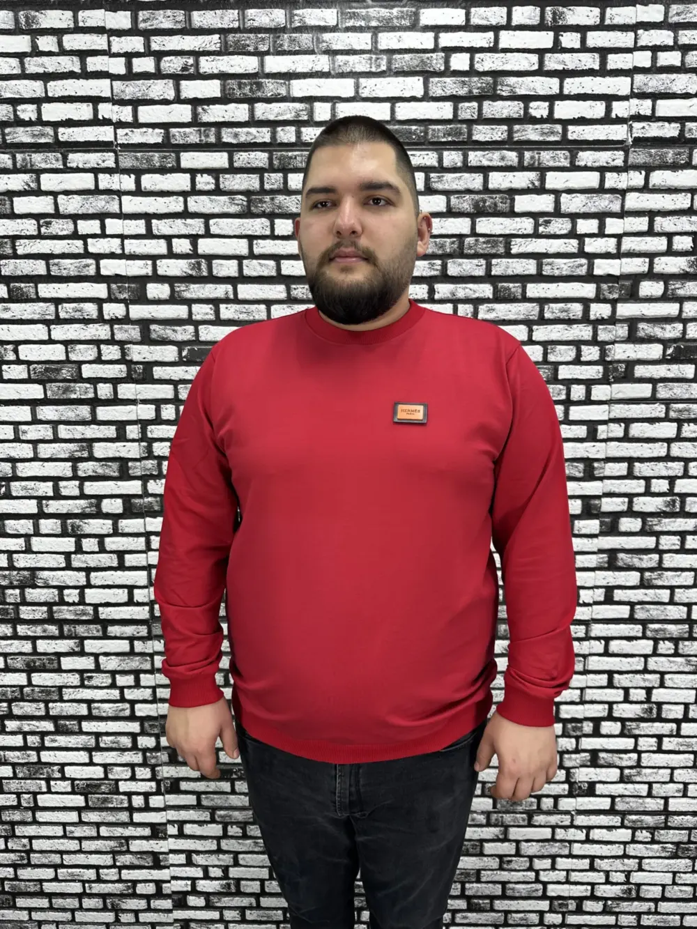 Büyük Beden Erkek Yeni Sezon Sweat Beyaz Kırmızı Siyah Lacivert Renk Dikiş Amblem