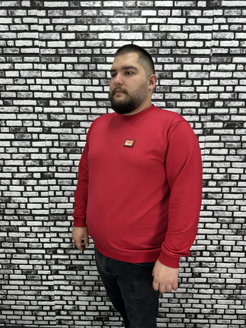 Büyük Beden Erkek Yeni Sezon Sweat Beyaz Kırmızı Siyah Lacivert Renk Dikiş Amblem