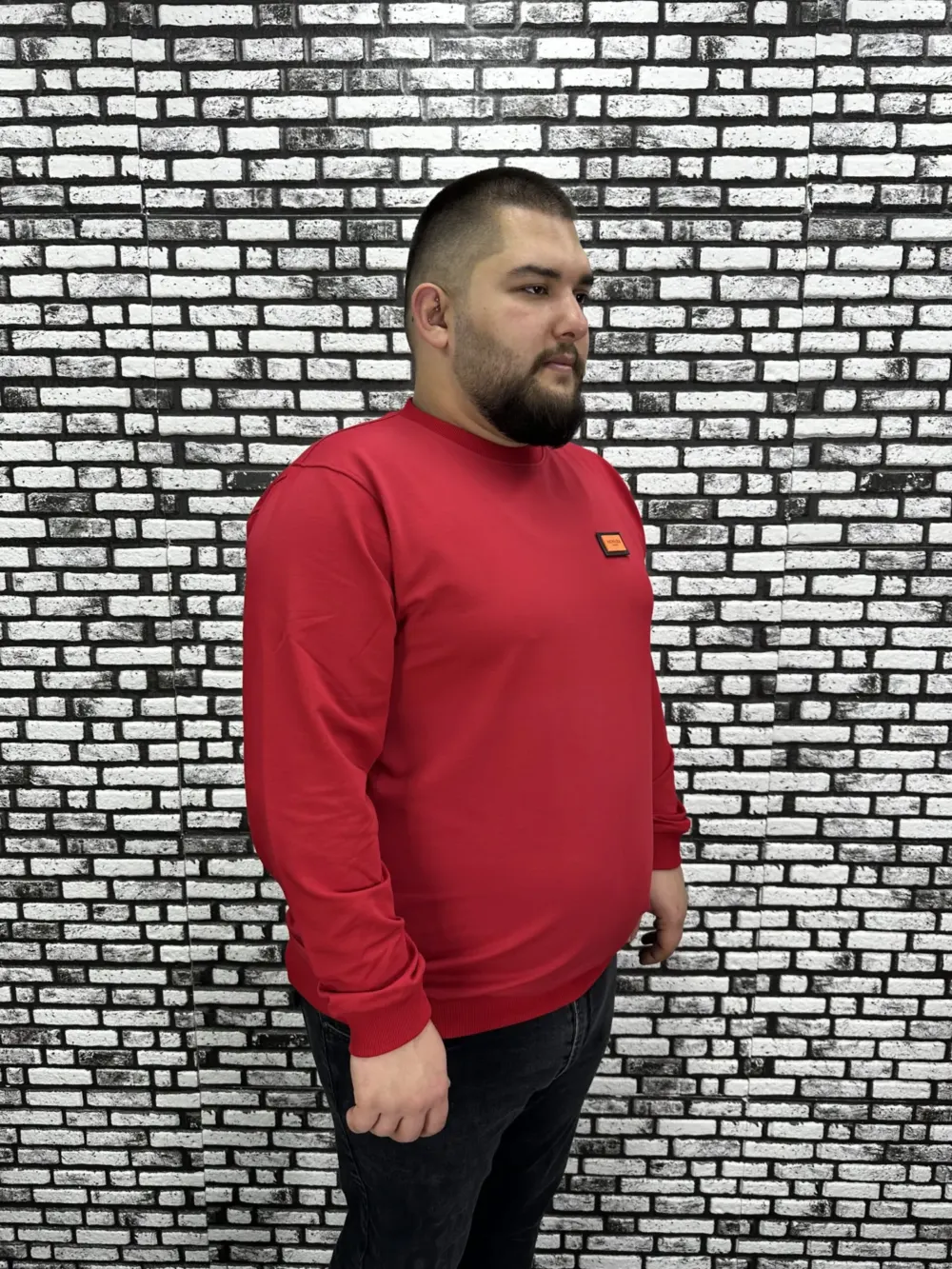 Büyük Beden Erkek Yeni Sezon Sweat Beyaz Kırmızı Siyah Lacivert Renk Dikiş Amblem