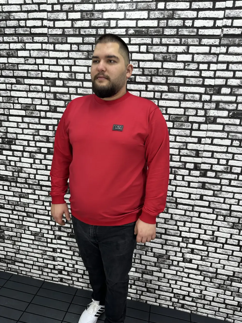 Büyük Beden Erkek Yeni Sezon Sweat Beyaz Kırmızı Siyah Lacivert Renk Dikiş Amblem