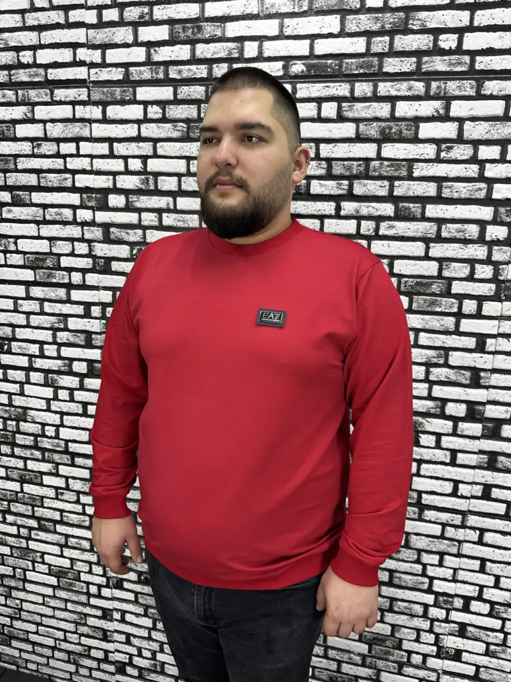 Büyük Beden Erkek Yeni Sezon Sweat Beyaz Kırmızı Siyah Lacivert Renk Dikiş Amblem