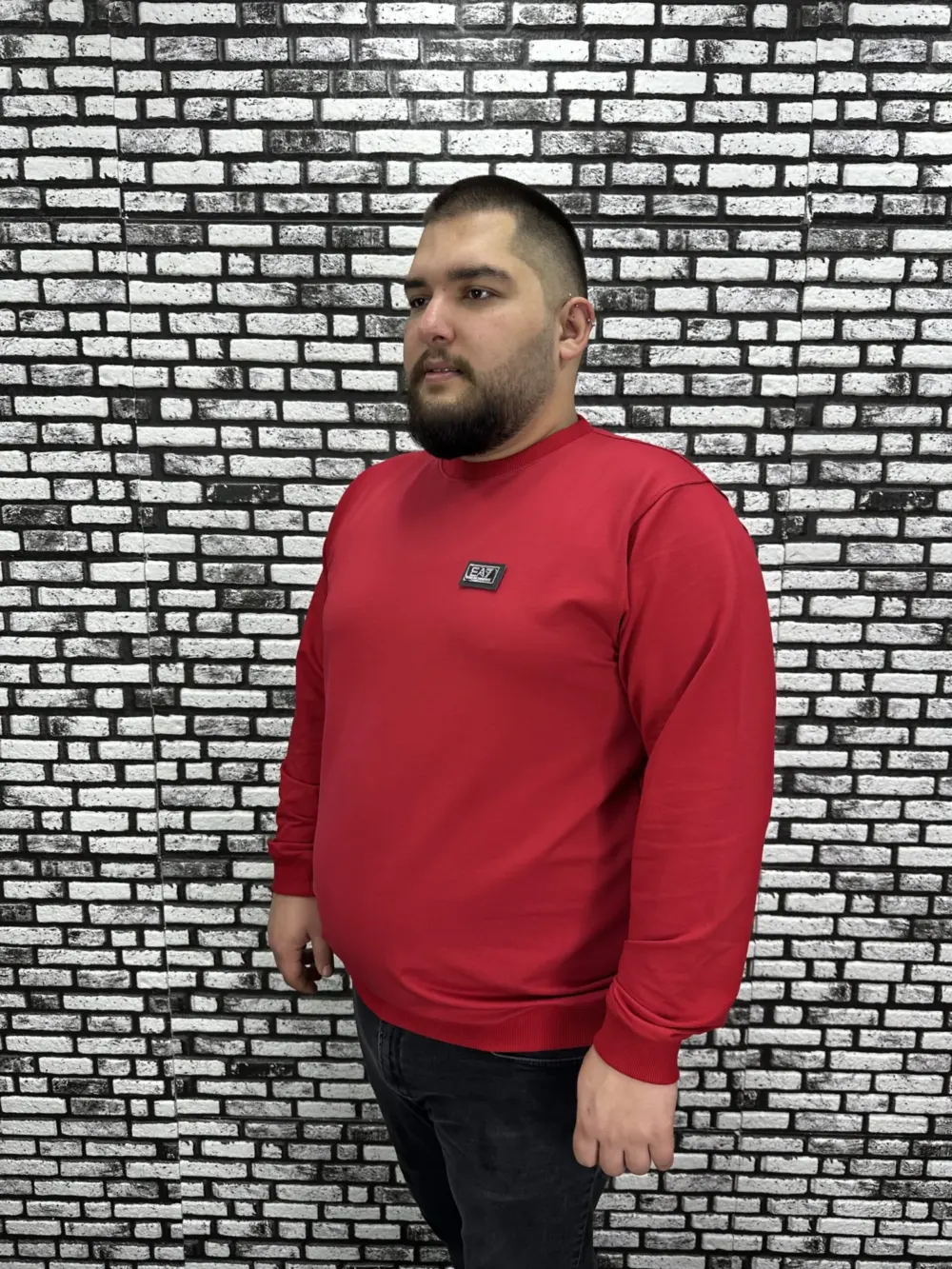 Büyük Beden Erkek Yeni Sezon Sweat Beyaz Kırmızı Siyah Lacivert Renk Dikiş Amblem