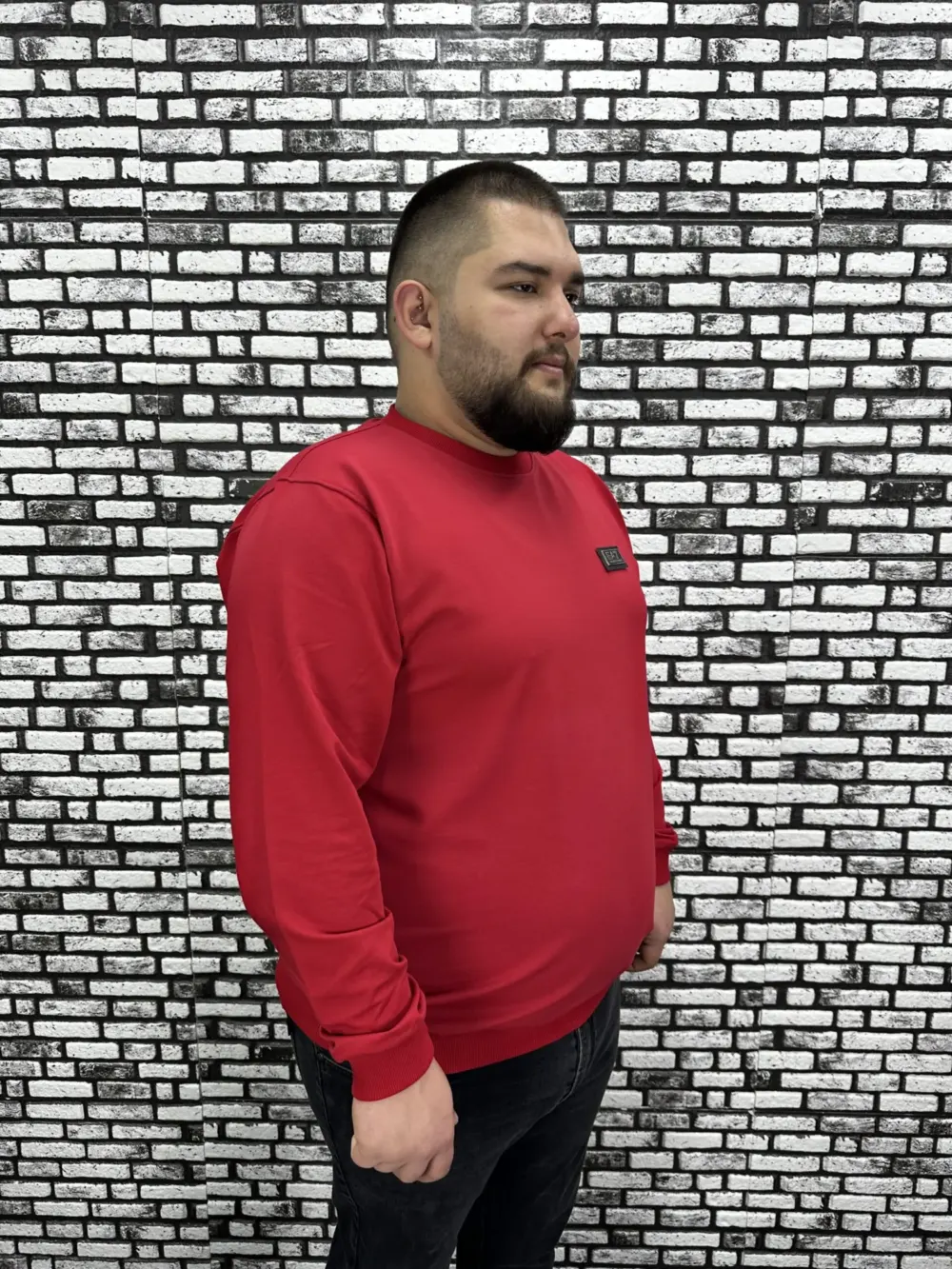 Büyük Beden Erkek Yeni Sezon Sweat Beyaz Kırmızı Siyah Lacivert Renk Dikiş Amblem