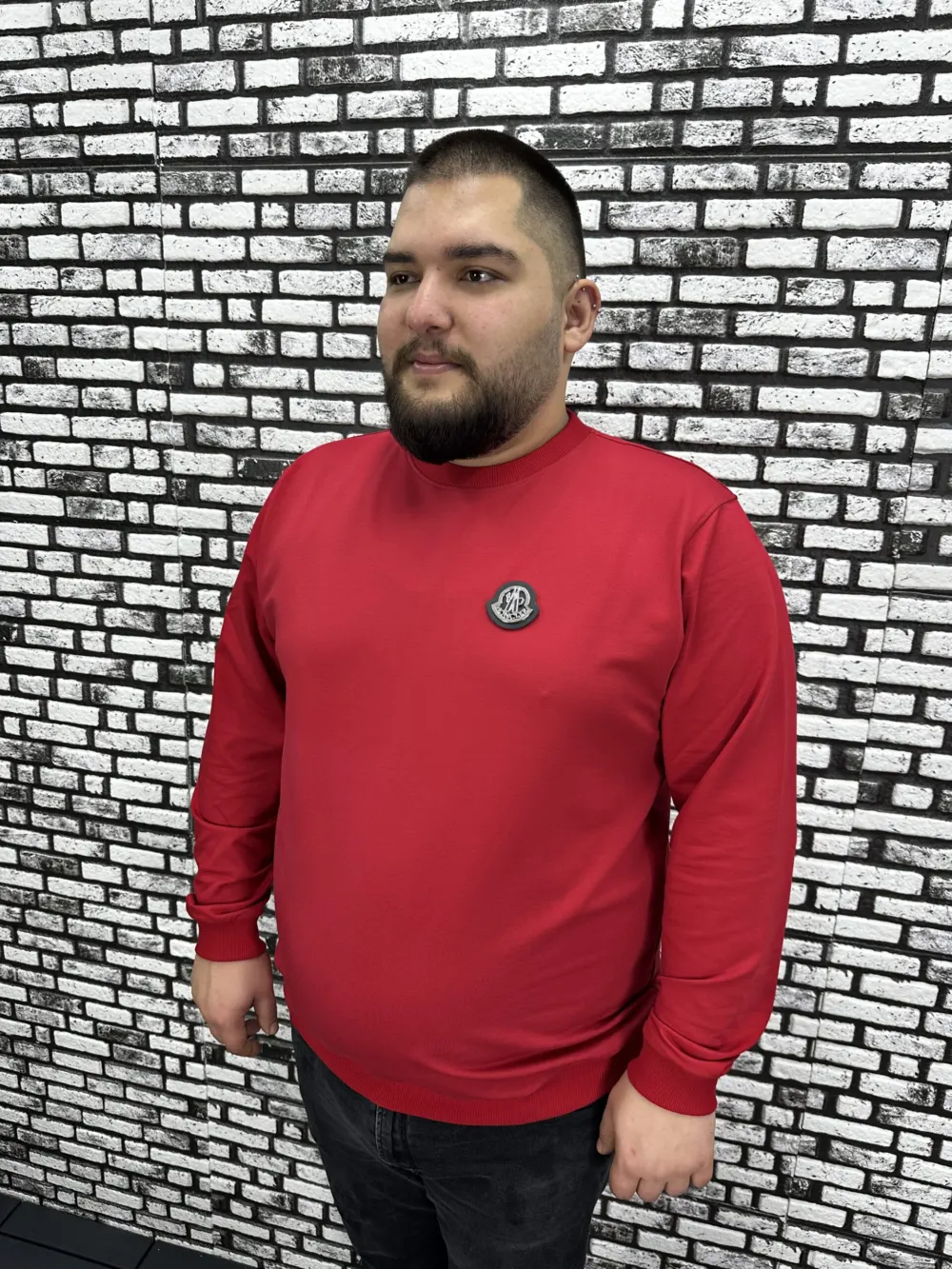 Büyük Beden Erkek Yeni Sezon Sweat Beyaz Kırmızı Siyah Lacivert Renk Dikiş Amblem