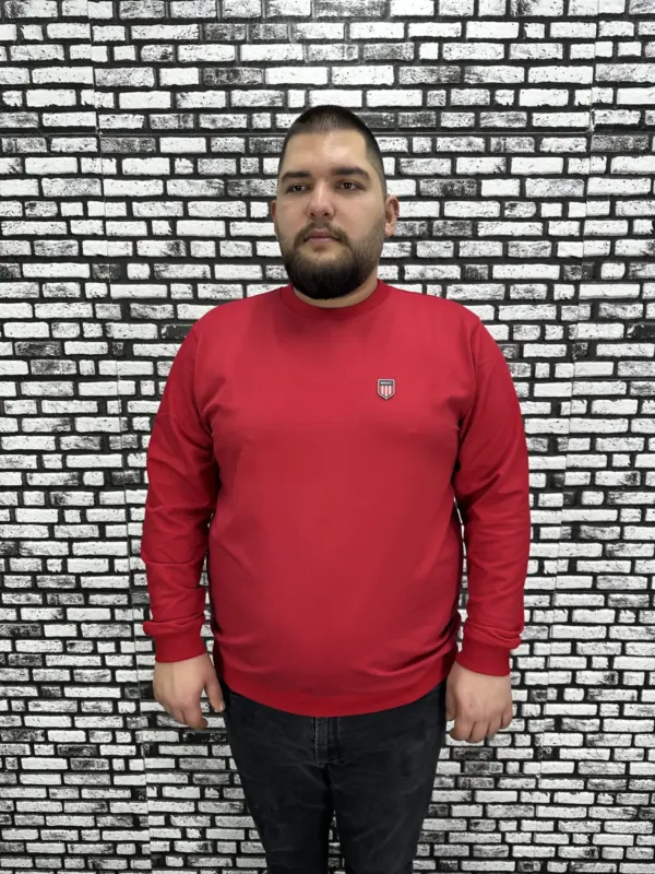 Büyük Beden Erkek Yeni Sezon Sweat Beyaz Kırmızı Siyah Lacivert Renk Dikiş Amblem
