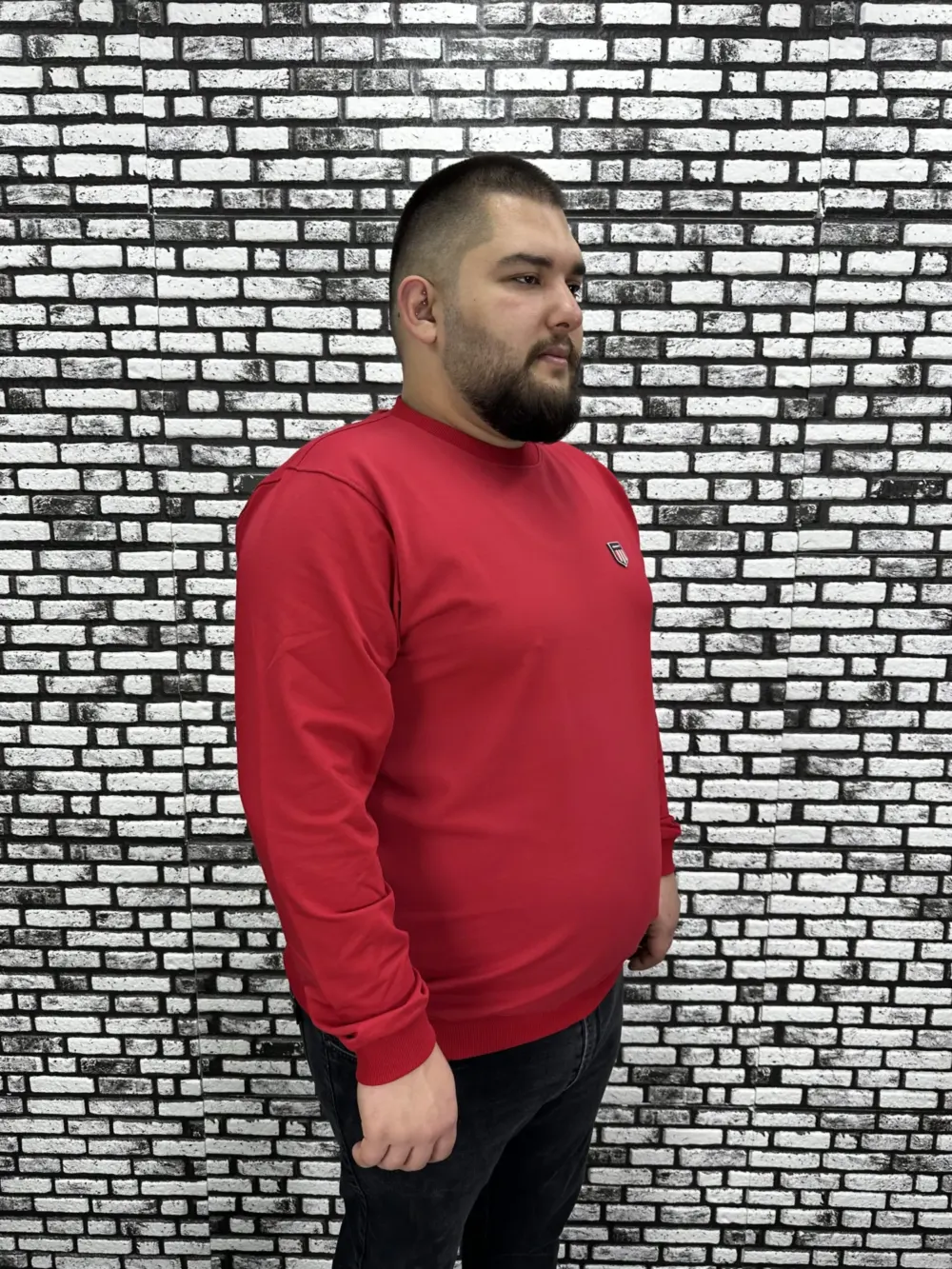 Büyük Beden Erkek Yeni Sezon Sweat Beyaz Kırmızı Siyah Lacivert Renk Dikiş Amblem