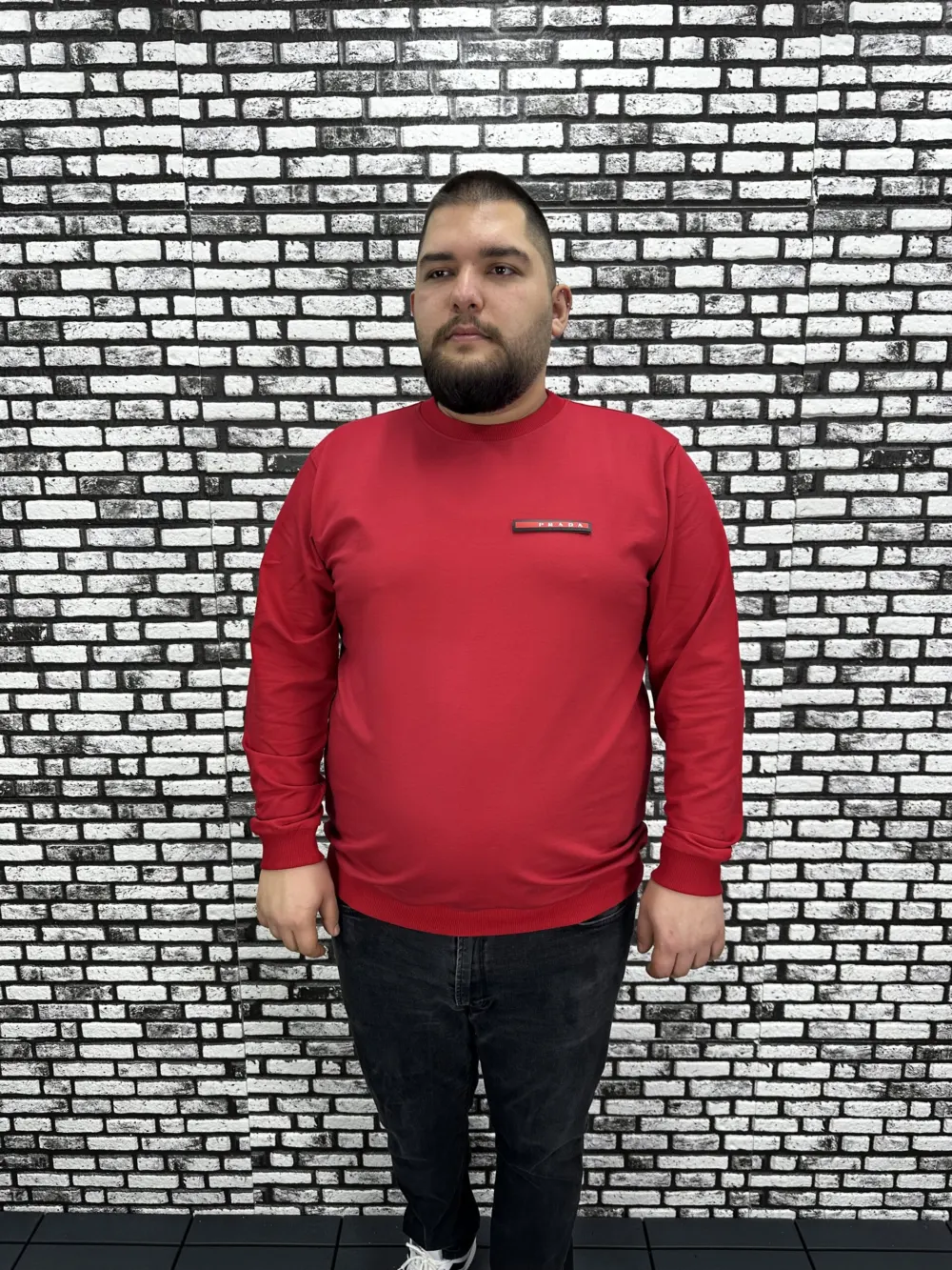 Büyük Beden Erkek Yeni Sezon Sweat Beyaz Kırmızı Siyah Lacivert Renk Dikiş Amblem