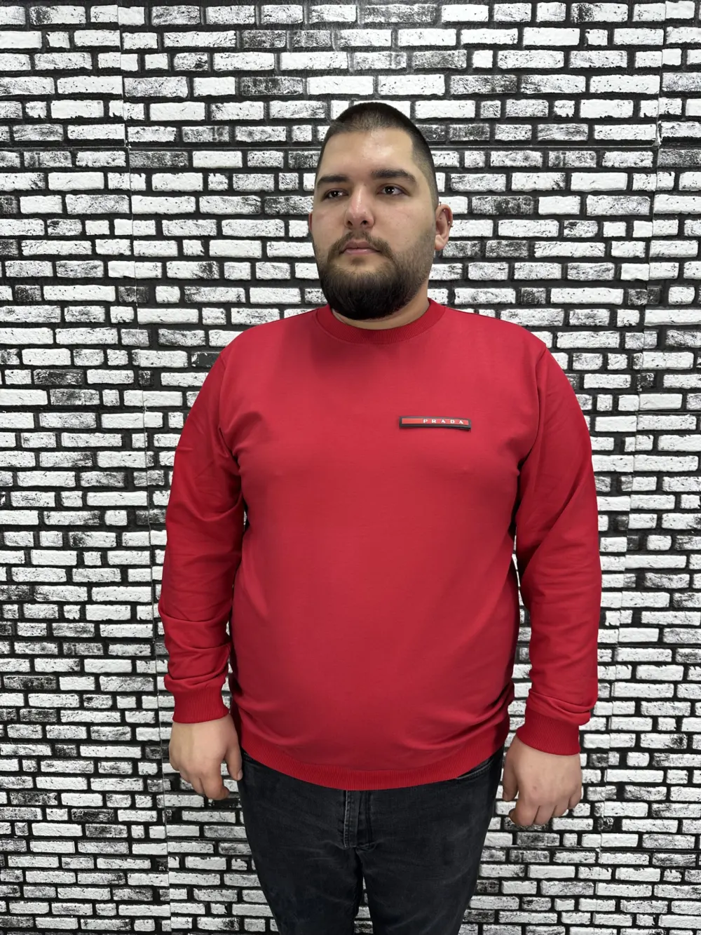 Büyük Beden Erkek Yeni Sezon Sweat Beyaz Kırmızı Siyah Lacivert Renk Dikiş Amblem
