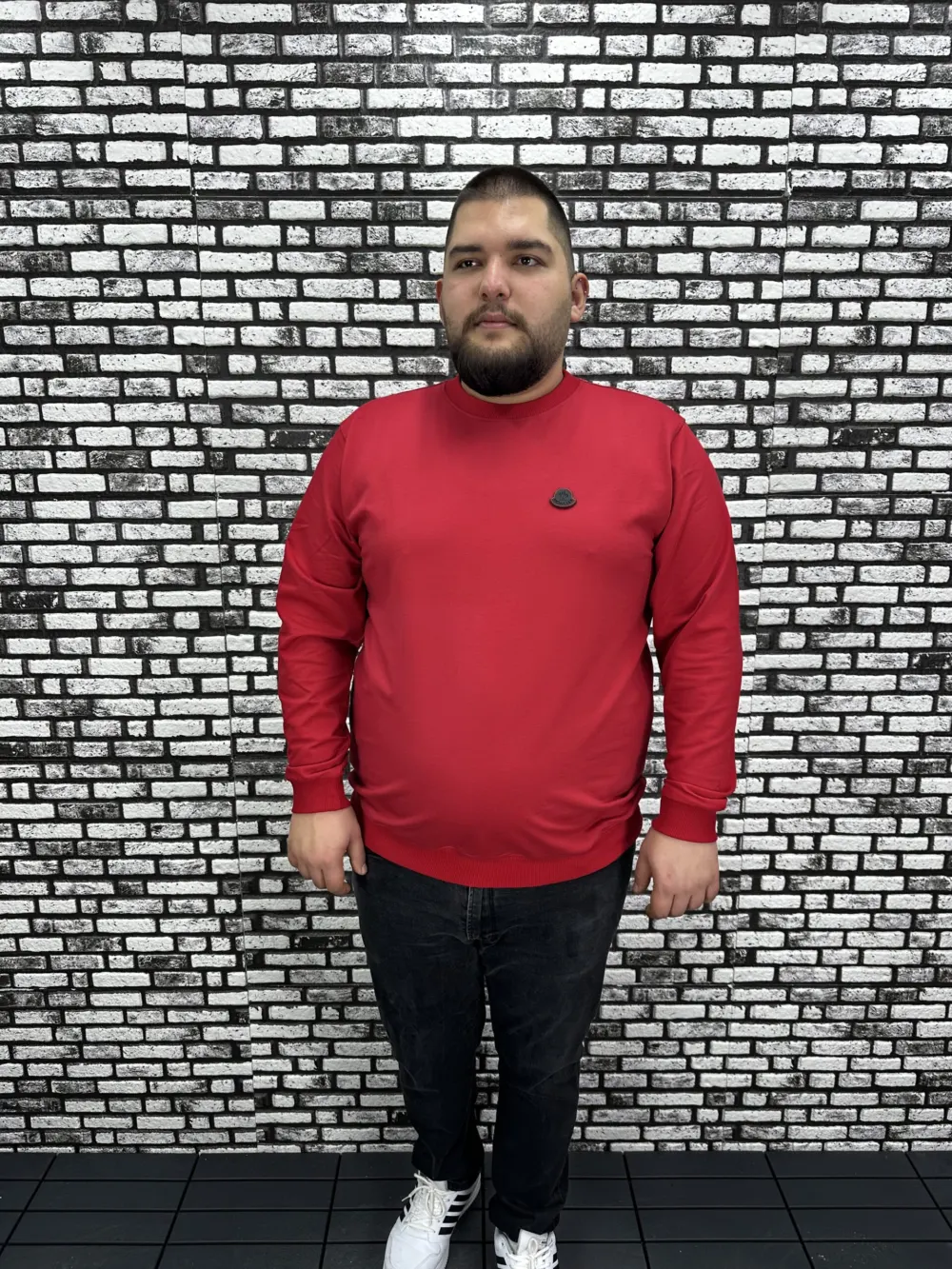 Büyük Beden Erkek Yeni Sezon Sweat Beyaz Kırmızı Siyah Lacivert Renk Dikiş Amblem
