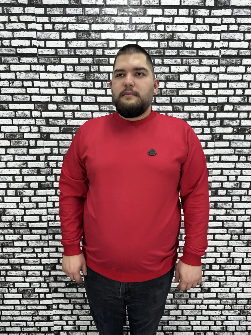 Büyük Beden Erkek Yeni Sezon Sweat Beyaz Kırmızı Siyah Lacivert Renk Dikiş Amblem