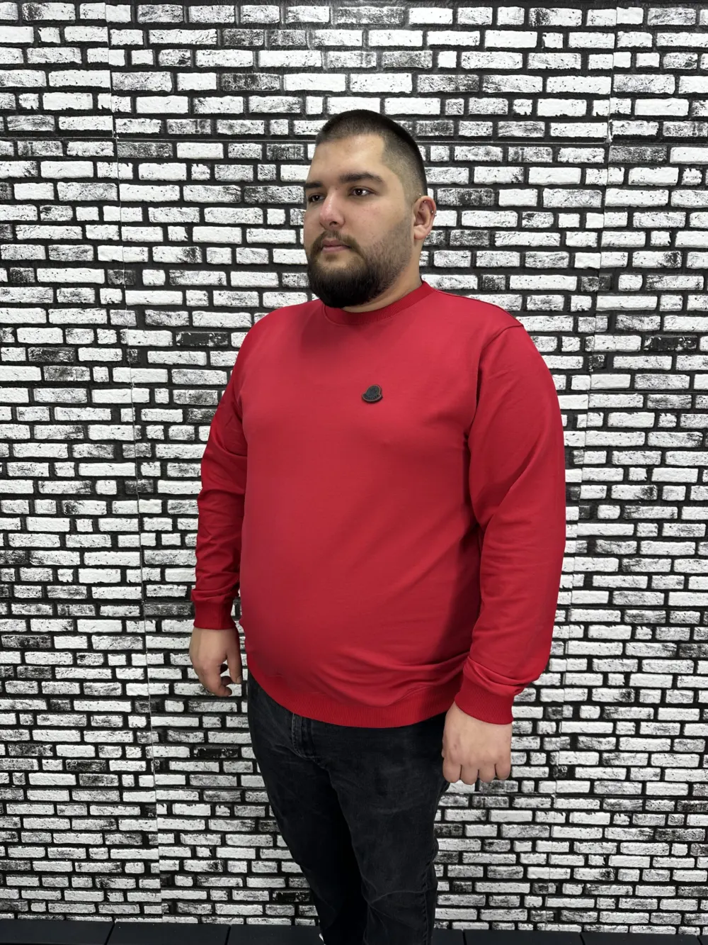 Büyük Beden Erkek Yeni Sezon Sweat Beyaz Kırmızı Siyah Lacivert Renk Dikiş Amblem