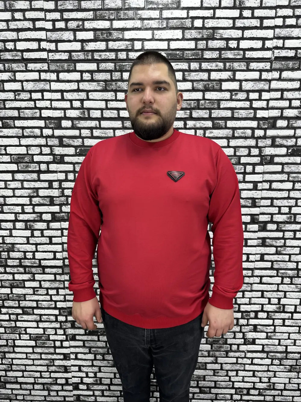 Büyük Beden Erkek Yeni Sezon Sweat Beyaz Kırmızı Siyah Lacivert Renk Dikiş Amblem