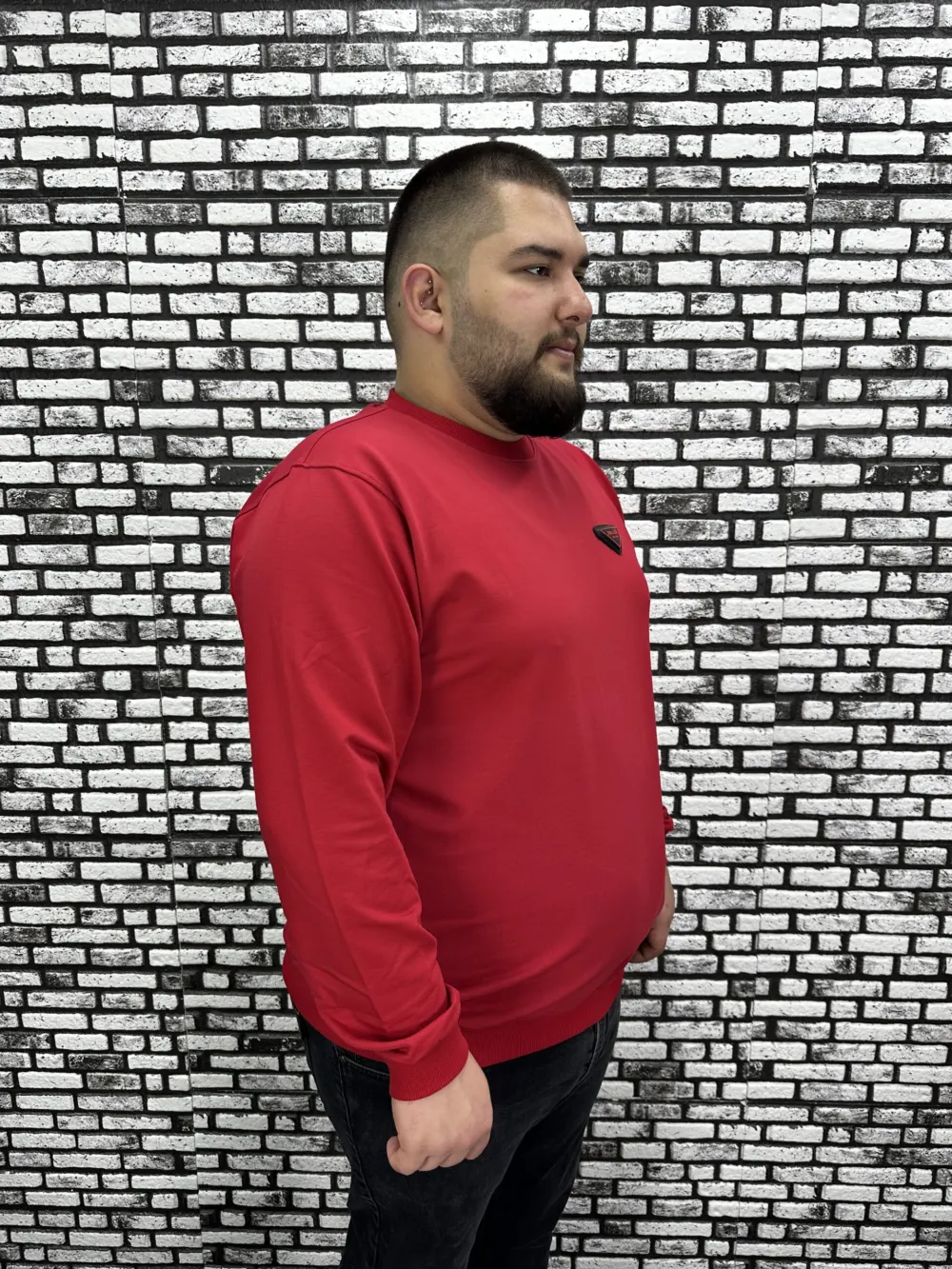 Büyük Beden Erkek Yeni Sezon Sweat Beyaz Kırmızı Siyah Lacivert Renk Dikiş Amblem
