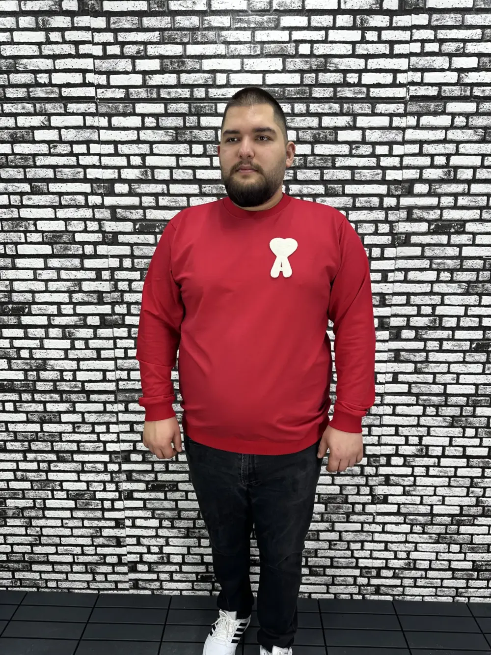 Büyük Beden Erkek Yeni Sezon Sweat Beyaz Kırmızı Siyah Lacivert Renk Dikiş Amblem