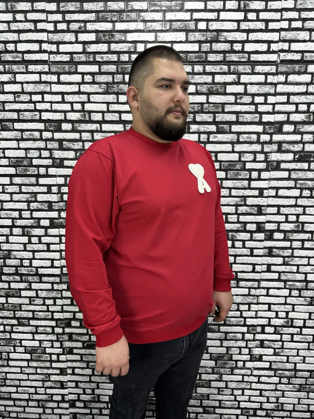 Büyük Beden Erkek Yeni Sezon Sweat Beyaz Kırmızı Siyah Lacivert Renk Dikiş Amblem