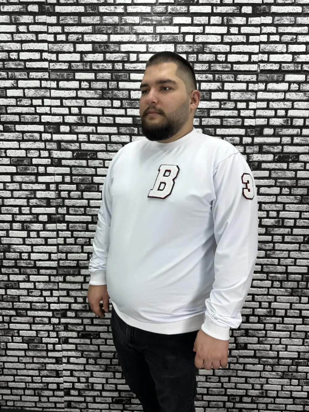 Büyük Beden Erkek Yeni Sezon Sweat Beyaz Kırmızı Siyah Lacivert Renk Dikiş Amblem