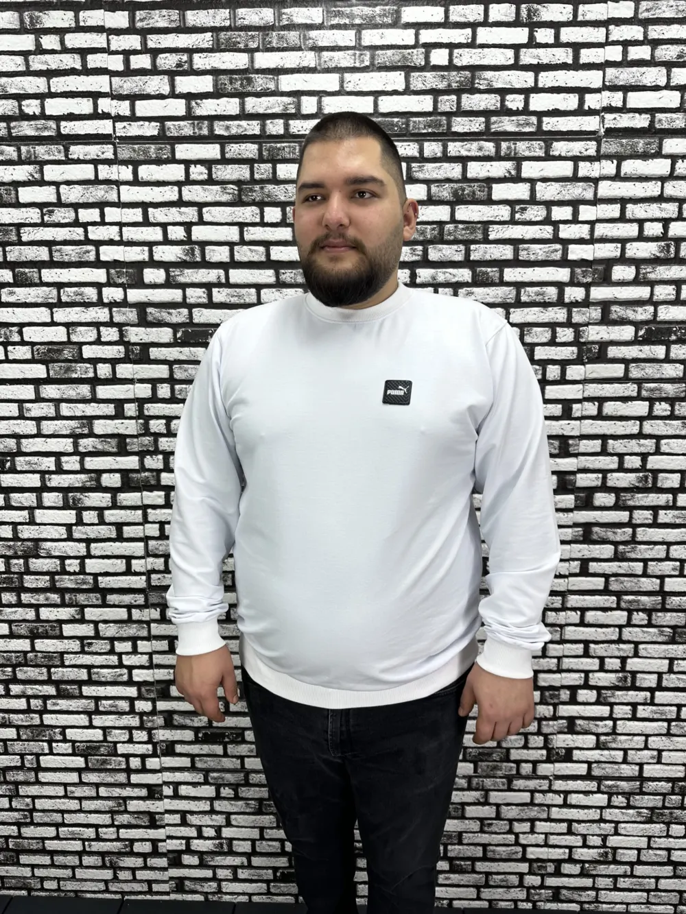 Büyük Beden Erkek Yeni Sezon Sweat Beyaz Kırmızı Siyah Lacivert Renk Dikiş Amblem