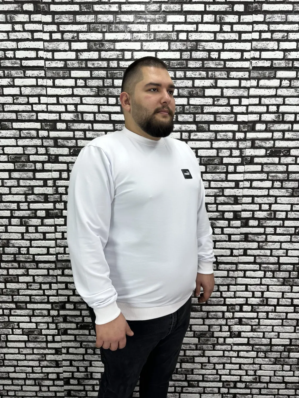 Büyük Beden Erkek Yeni Sezon Sweat Beyaz Kırmızı Siyah Lacivert Renk Dikiş Amblem