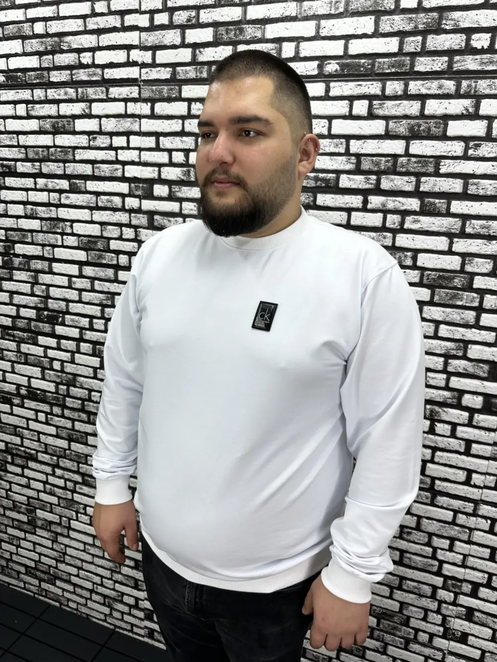 Büyük Beden Erkek Yeni Sezon Sweat Beyaz Kırmızı Siyah Lacivert Renk Dikiş Amblem