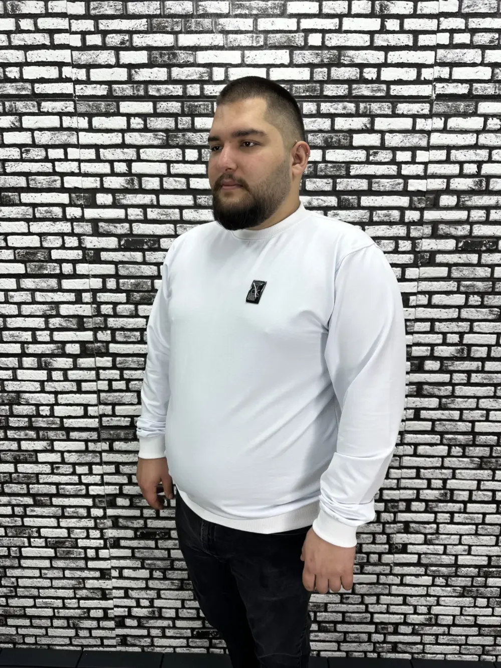 Büyük Beden Erkek Yeni Sezon Sweat Beyaz Kırmızı Siyah Lacivert Renk Dikiş Amblem
