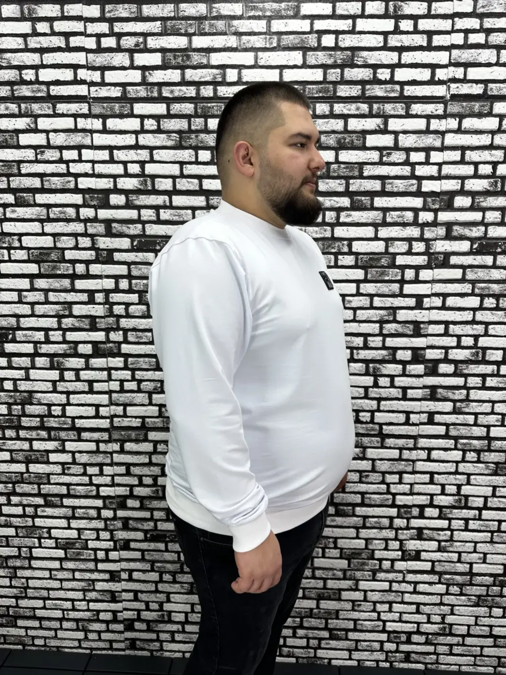 Büyük Beden Erkek Yeni Sezon Sweat Beyaz Kırmızı Siyah Lacivert Renk Dikiş Amblem