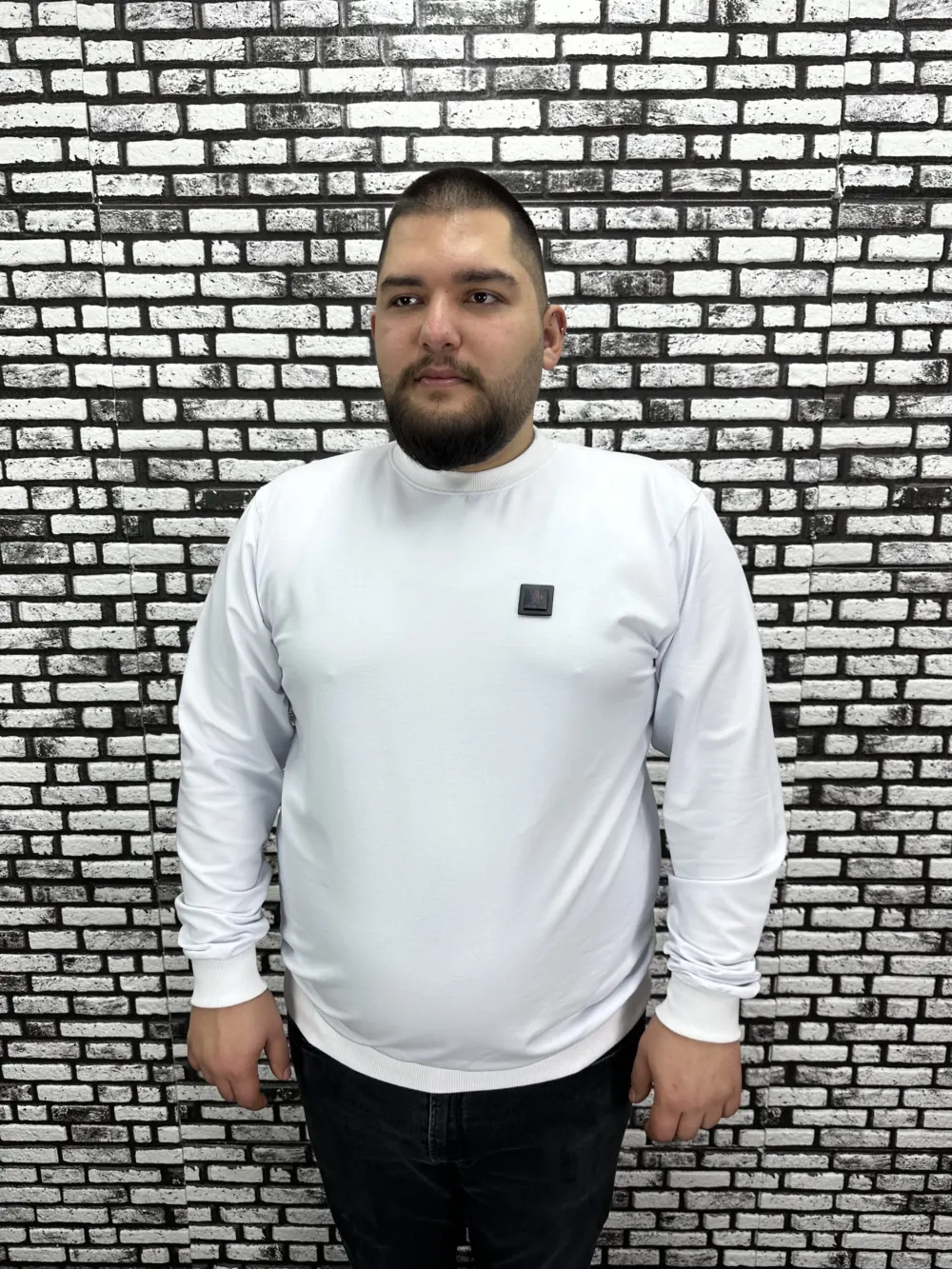 Büyük Beden Erkek Yeni Sezon Sweat Beyaz Kırmızı Siyah Lacivert Renk Dikiş Amblem
