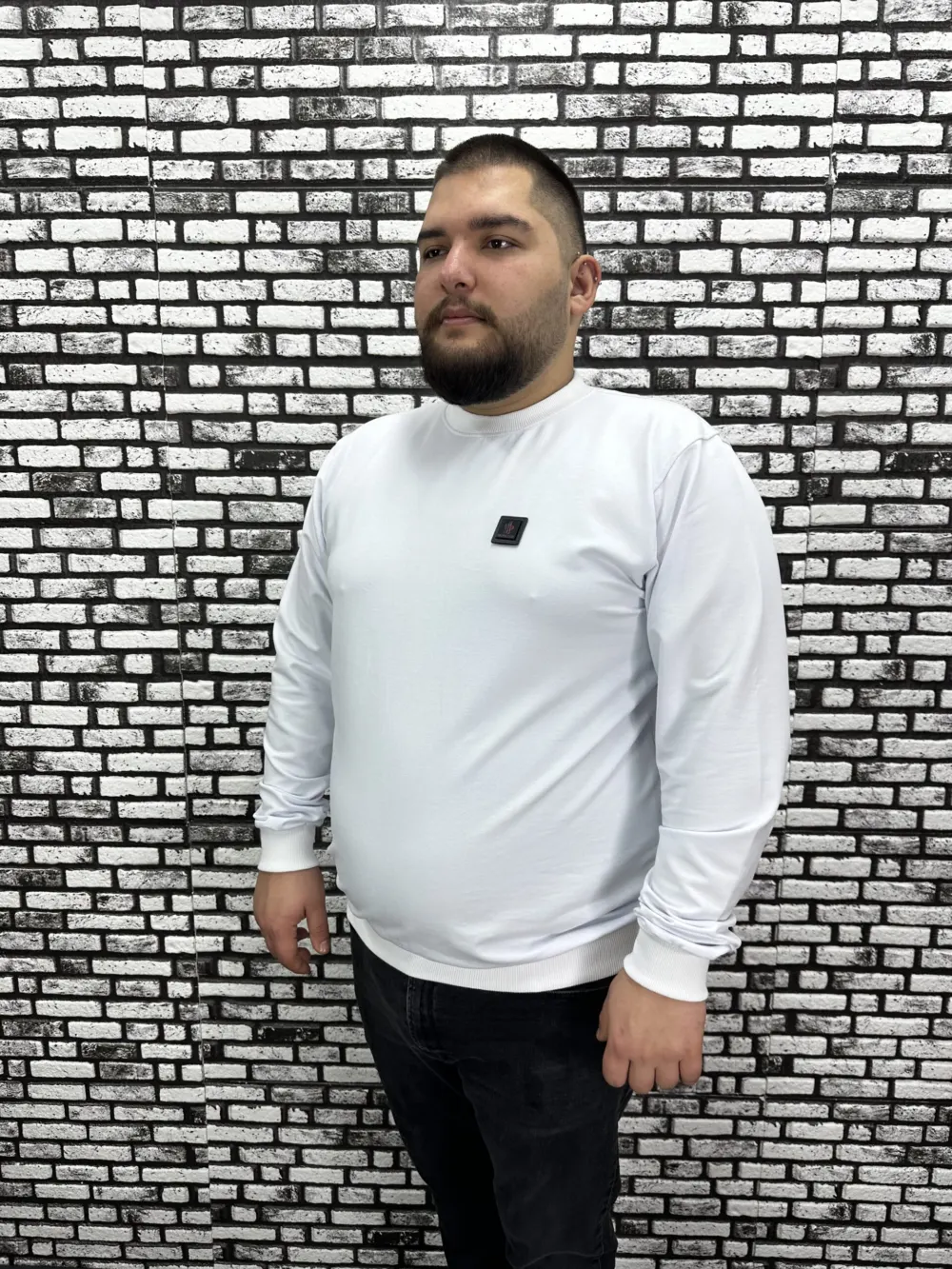 Büyük Beden Erkek Yeni Sezon Sweat Beyaz Kırmızı Siyah Lacivert Renk Dikiş Amblem