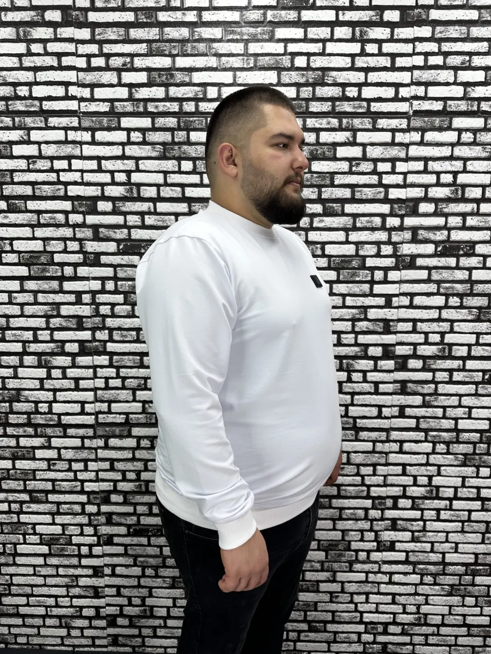 Büyük Beden Erkek Yeni Sezon Sweat Beyaz Kırmızı Siyah Lacivert Renk Dikiş Amblem