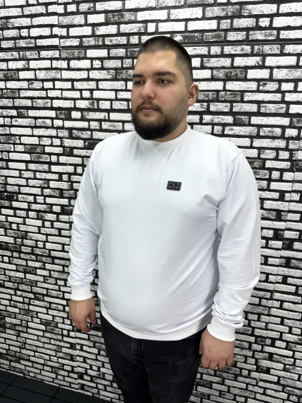 Büyük Beden Erkek Yeni Sezon Sweat Beyaz Kırmızı Siyah Lacivert Renk Dikiş Amblem