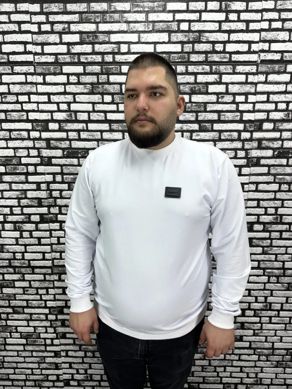 Büyük Beden Erkek Yeni Sezon Sweat Beyaz Kırmızı Siyah Lacivert Renk Dikiş Amblem