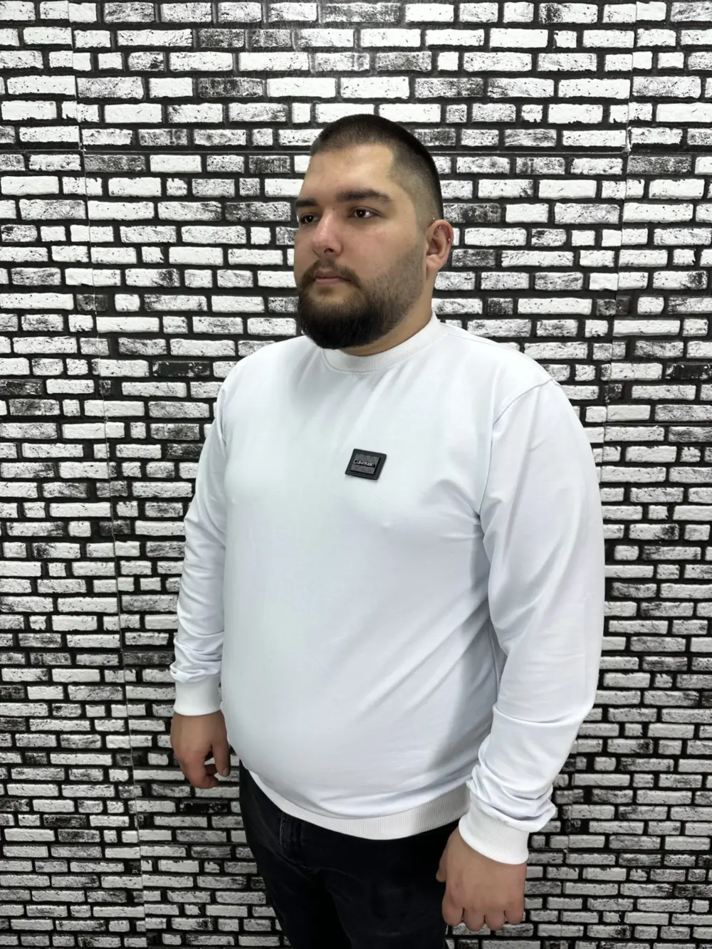 Büyük Beden Erkek Yeni Sezon Sweat Beyaz Kırmızı Siyah Lacivert Renk Dikiş Amblem
