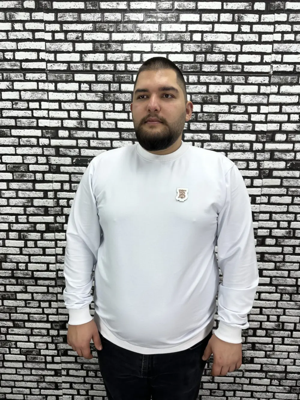 Büyük Beden Erkek Yeni Sezon Sweat Beyaz Kırmızı Siyah Lacivert Renk Dikiş Amblem