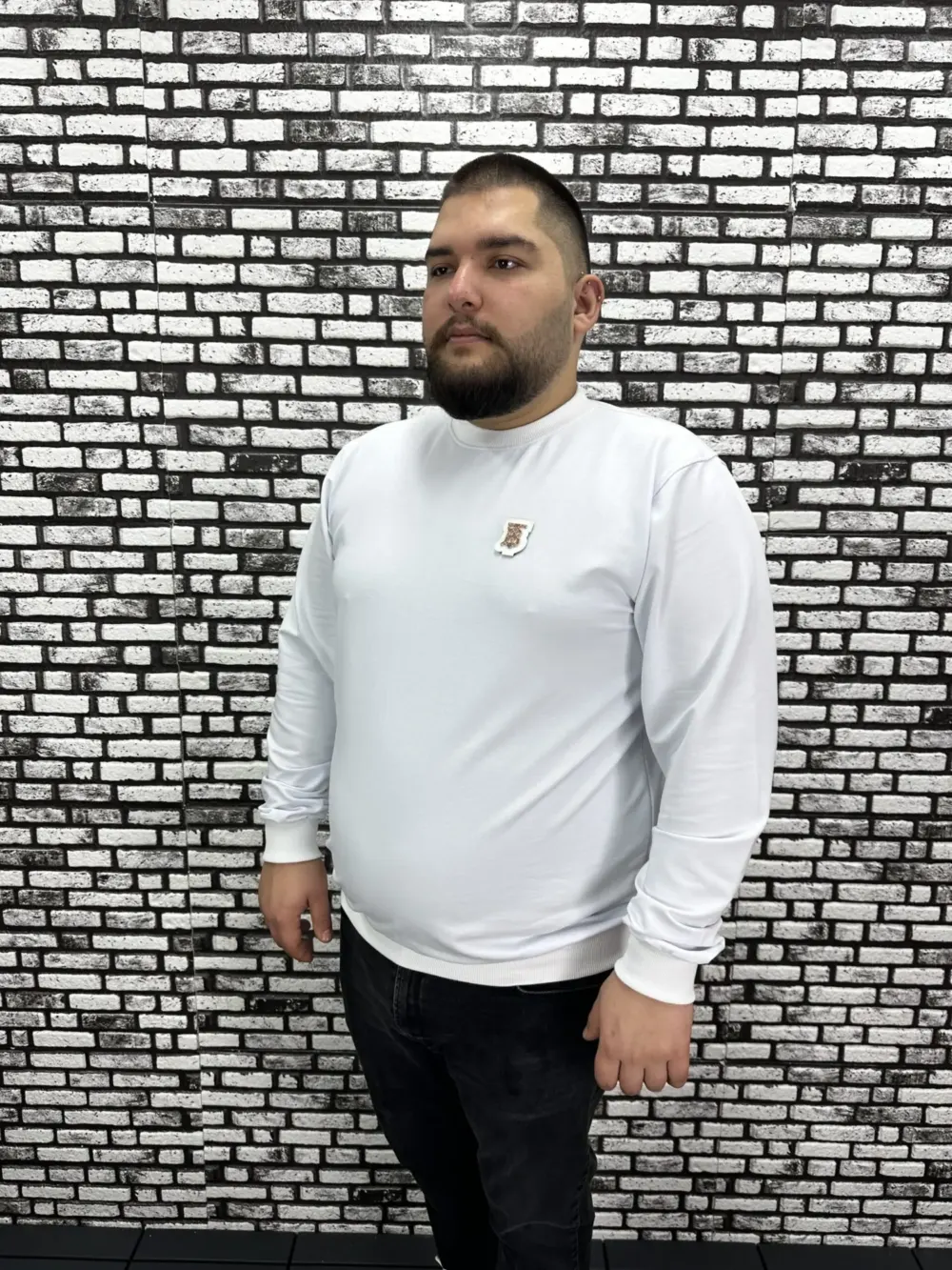 Büyük Beden Erkek Yeni Sezon Sweat Beyaz Kırmızı Siyah Lacivert Renk Dikiş Amblem